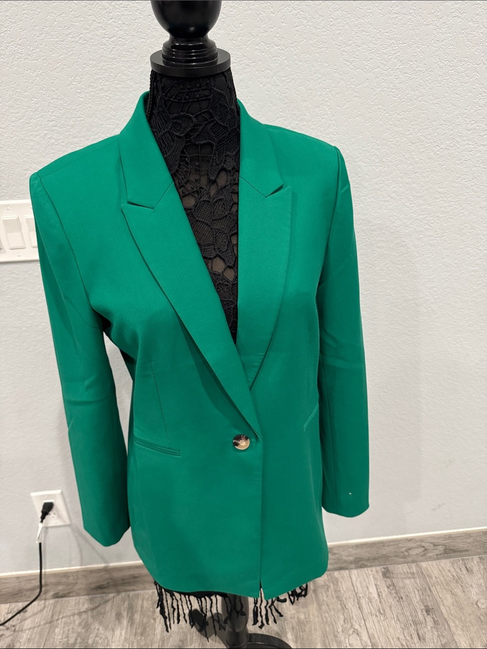 Women's Green Single-Button Tailored Blazer & pant set